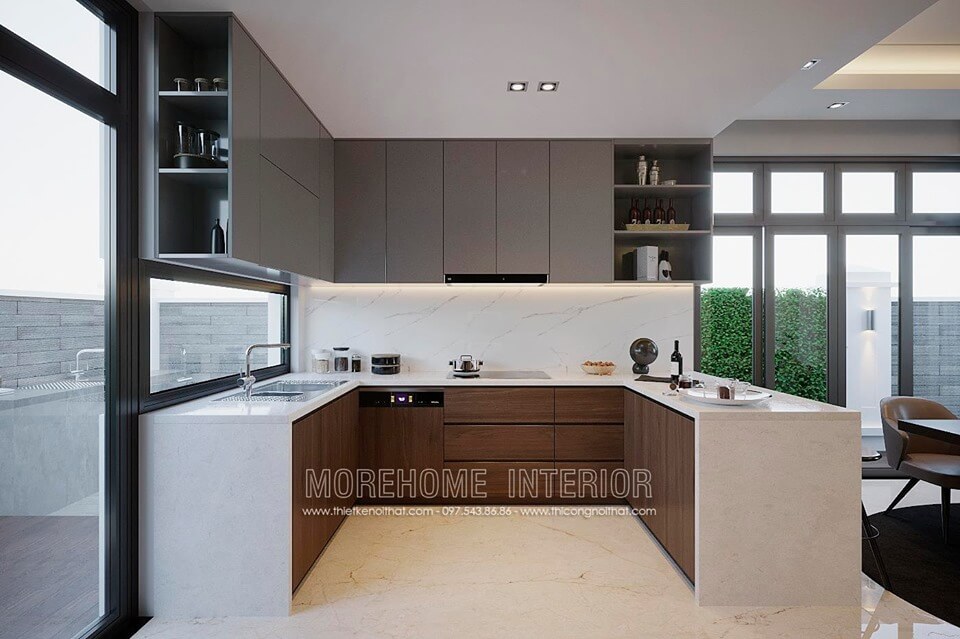 Đá ốp bàn bếp màu trắng đá ốp bếp cao cấp