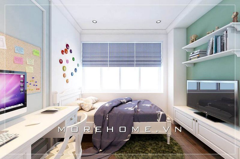 Thiết kế nội thất chung cư màu trắng sẽ tạo cho con có được một cảm giác riêng tư đầy thoái mãi và thoáng đãng hơn cả